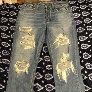 American eagle high rise ripped mom jeans